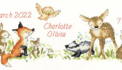 Woodland Welcome - Birth Sampler - Cross Stitch Kit - Bothy Threads