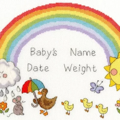 Rainbow Baby - Birth Sampler - Cross Stitch Kit - Bothy Threads