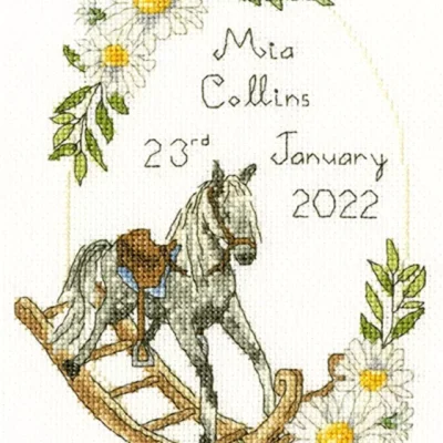 Victorian Rocking Horse - Birth Sampler - Cross Stitch Kit - Bothy Threads