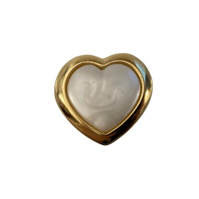 Gold & Pearlised Plastic Heart Buttons - 30mm