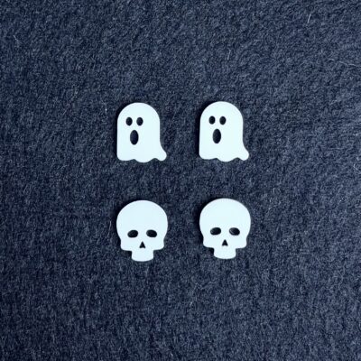 ghost and skull buttons